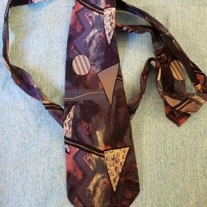 GUC Ferracci 100% Silk Tie Geometric Purple Black
